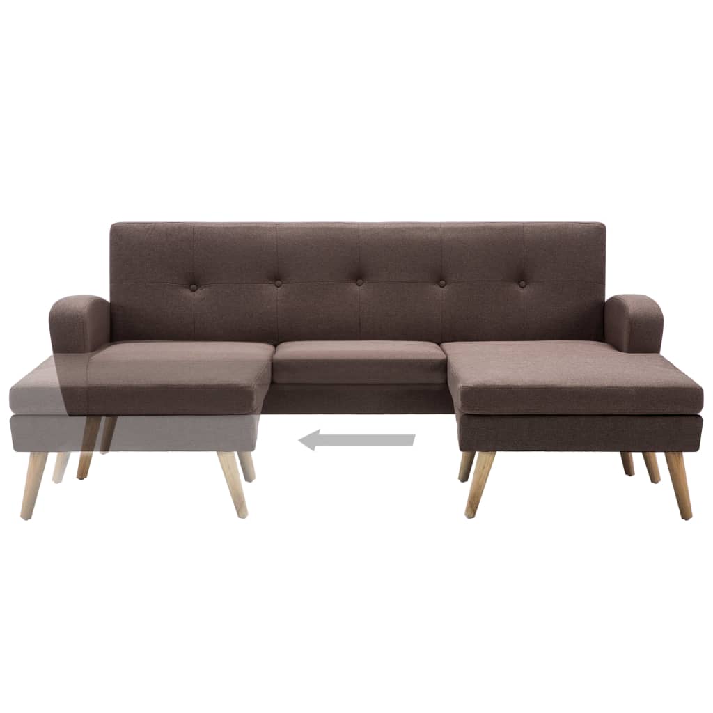 Sofá em tecido c/ forma de L 186x136x79 cm castanho