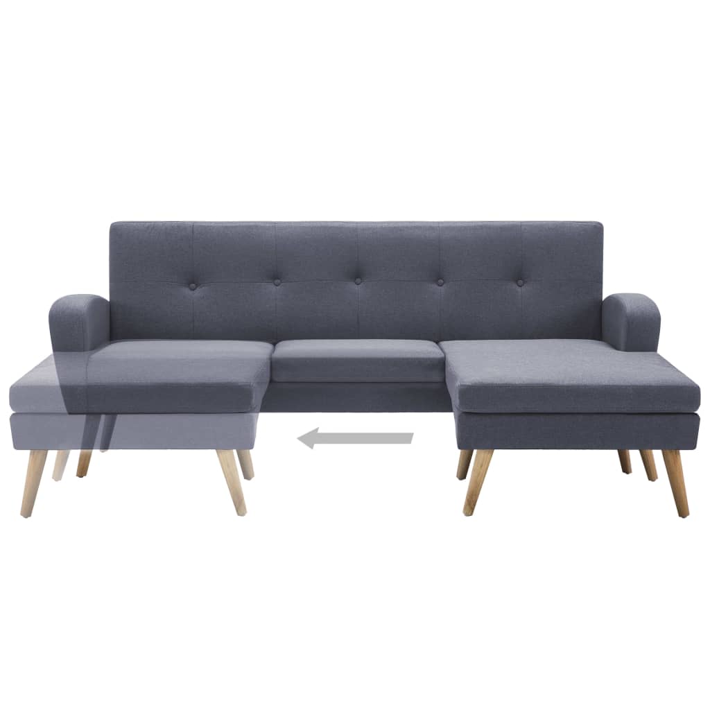 Sofá em tecido c/ forma de L 186x136x79 cm cinzento claro