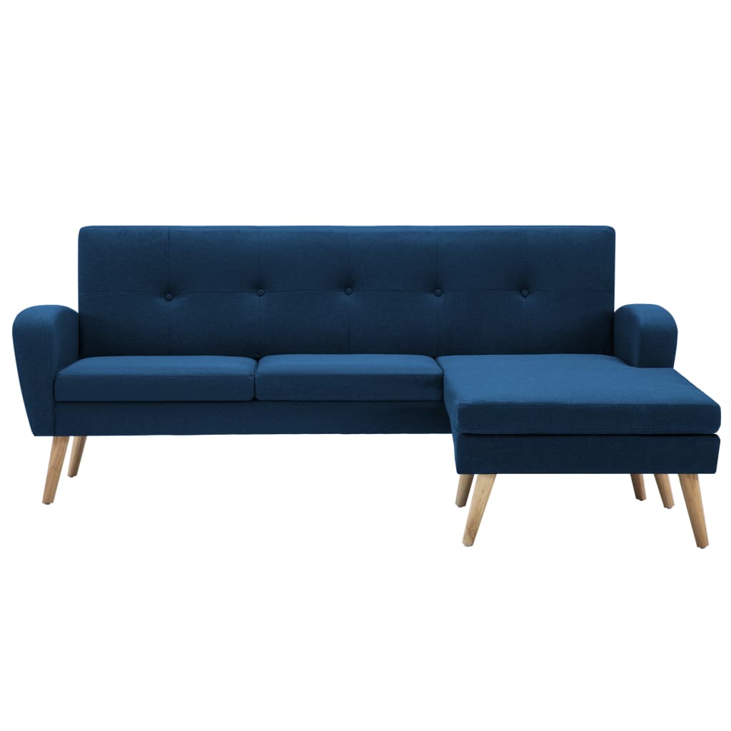 Sofá em tecido c/ forma de L 186x136x79 cm azul