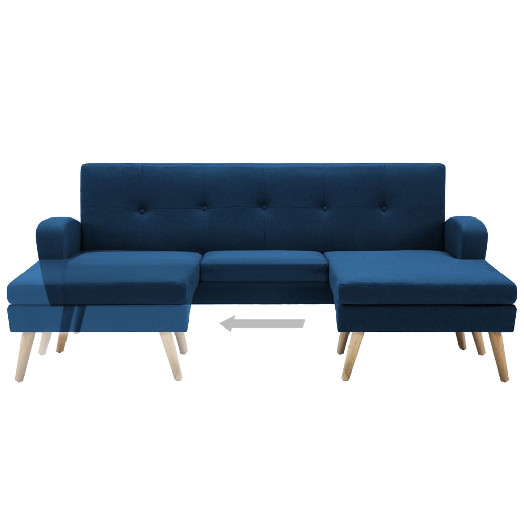 Sofá em tecido c/ forma de L 186x136x79 cm azul