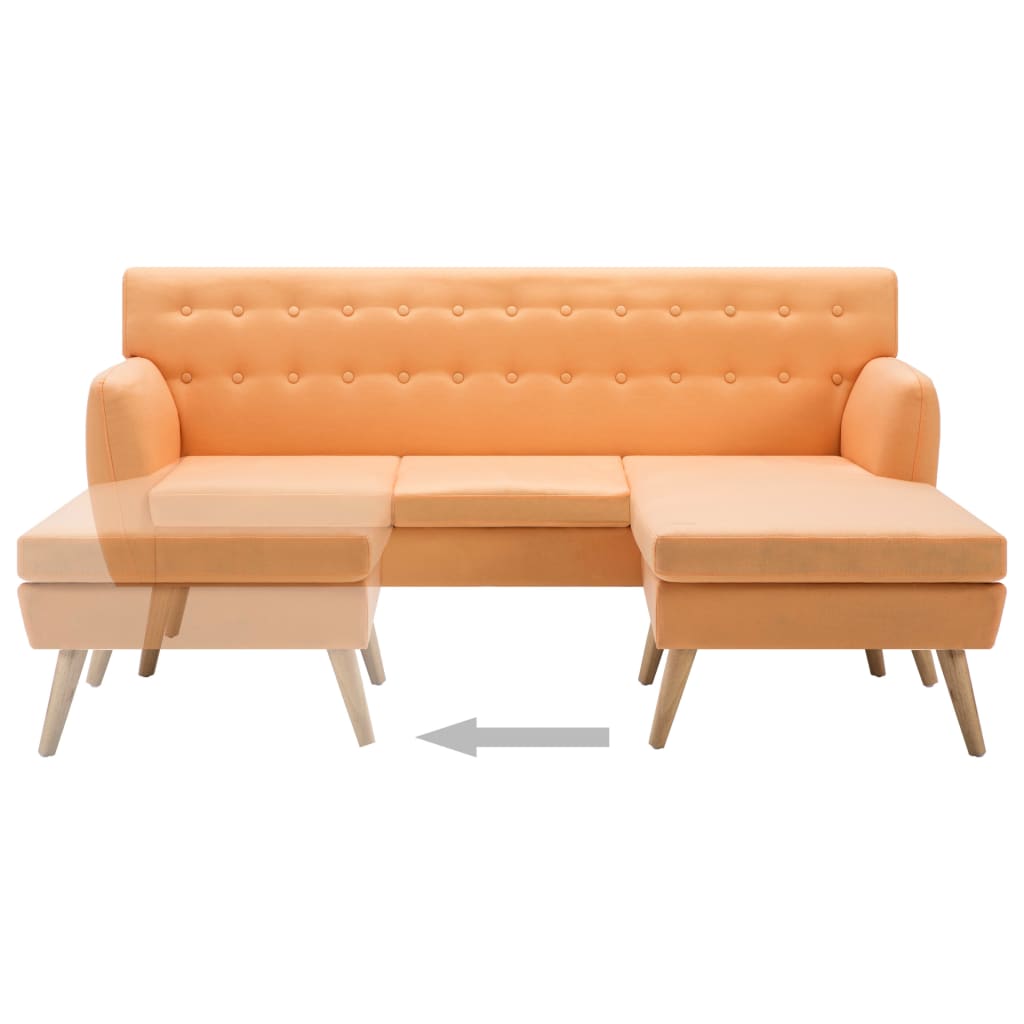 Sofá em tecido c/ forma de L 171,5x138x81,5 cm laranja