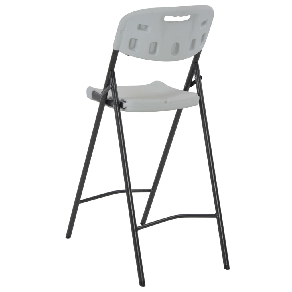 Cadeiras de bar dobráveis 2 pcs PEAD e aço branco