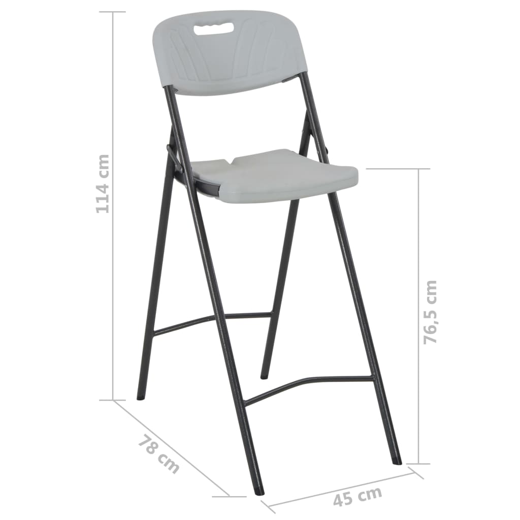 Cadeiras de bar dobráveis 2 pcs PEAD e aço branco