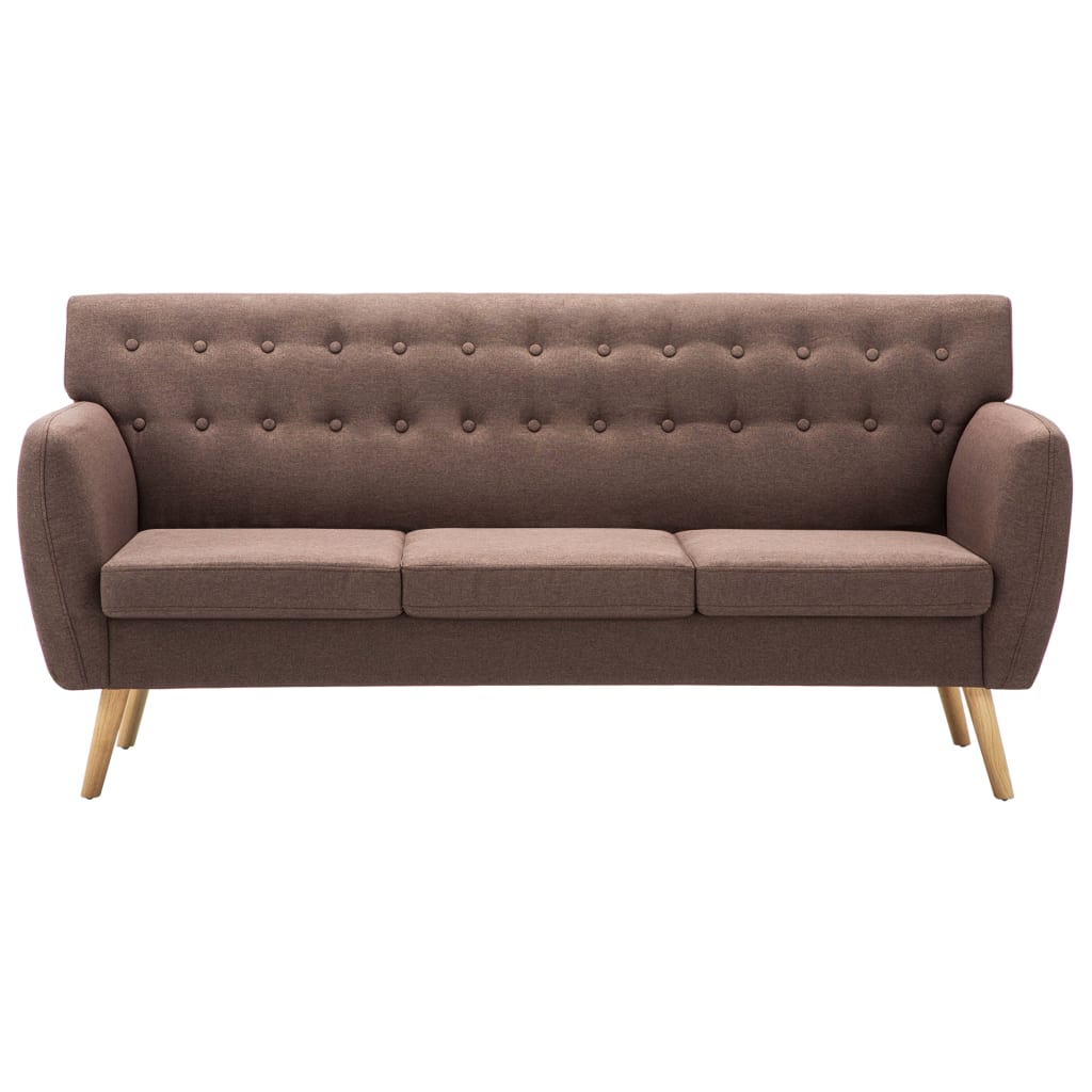 Sofá de 3 lugares estofos de tecido 172x70x82 cm castanho