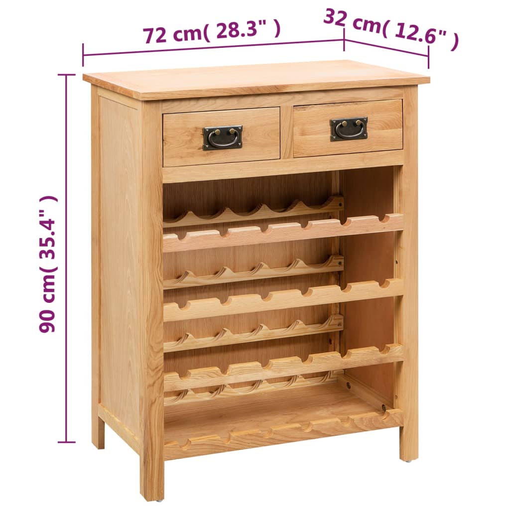 Armário para vinhos 72x32x90 cm madeira carvalho maciça