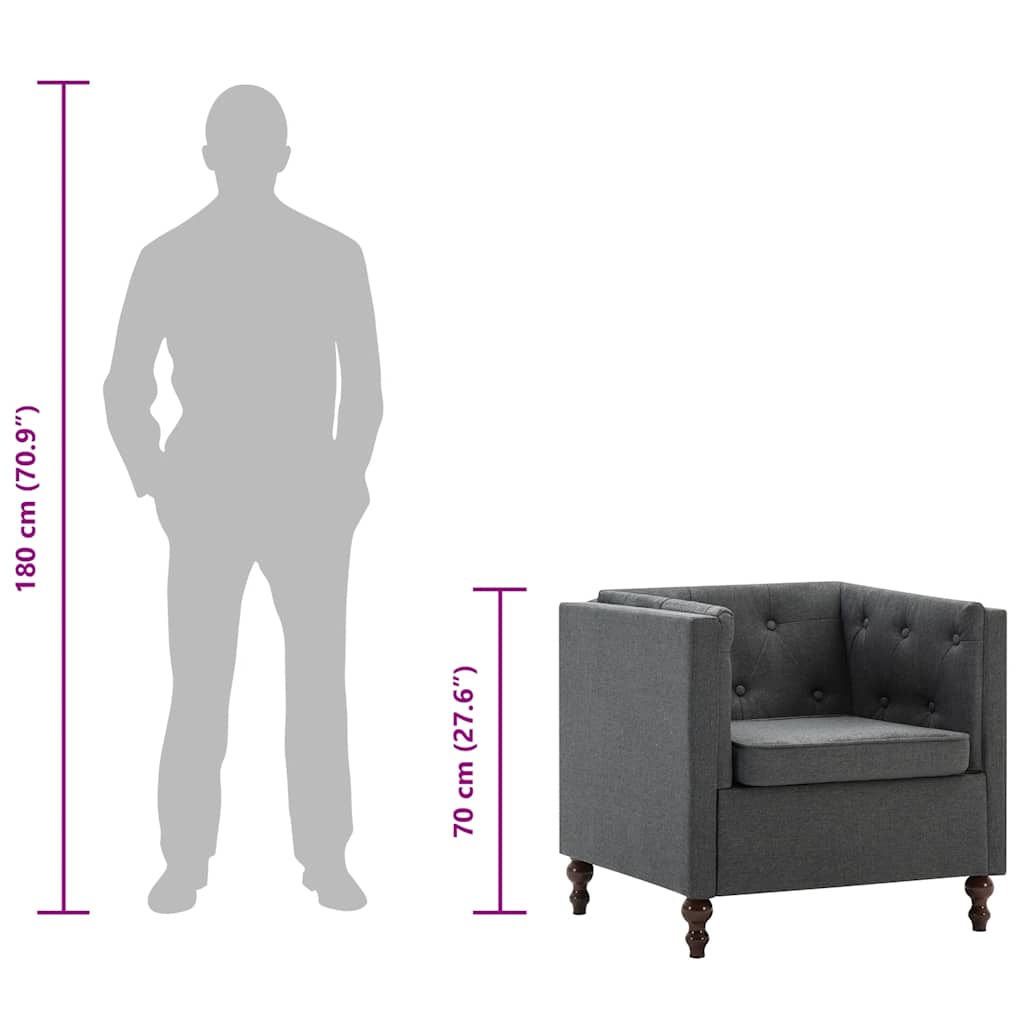 Poltrona em tecido cinzento-escuro