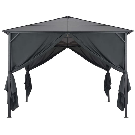 Gazebo com cortinas Alumínio 3x3 m preto