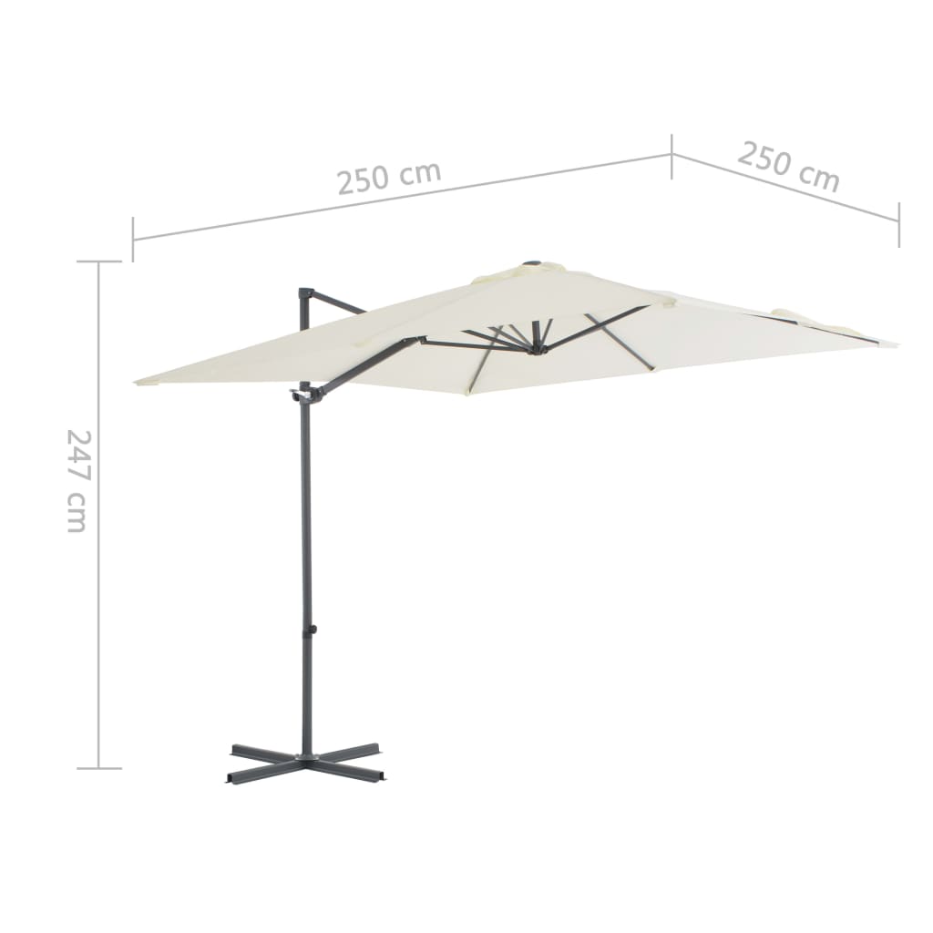Guarda-sol cantilever com poste de aço 250x250 cm cor areia