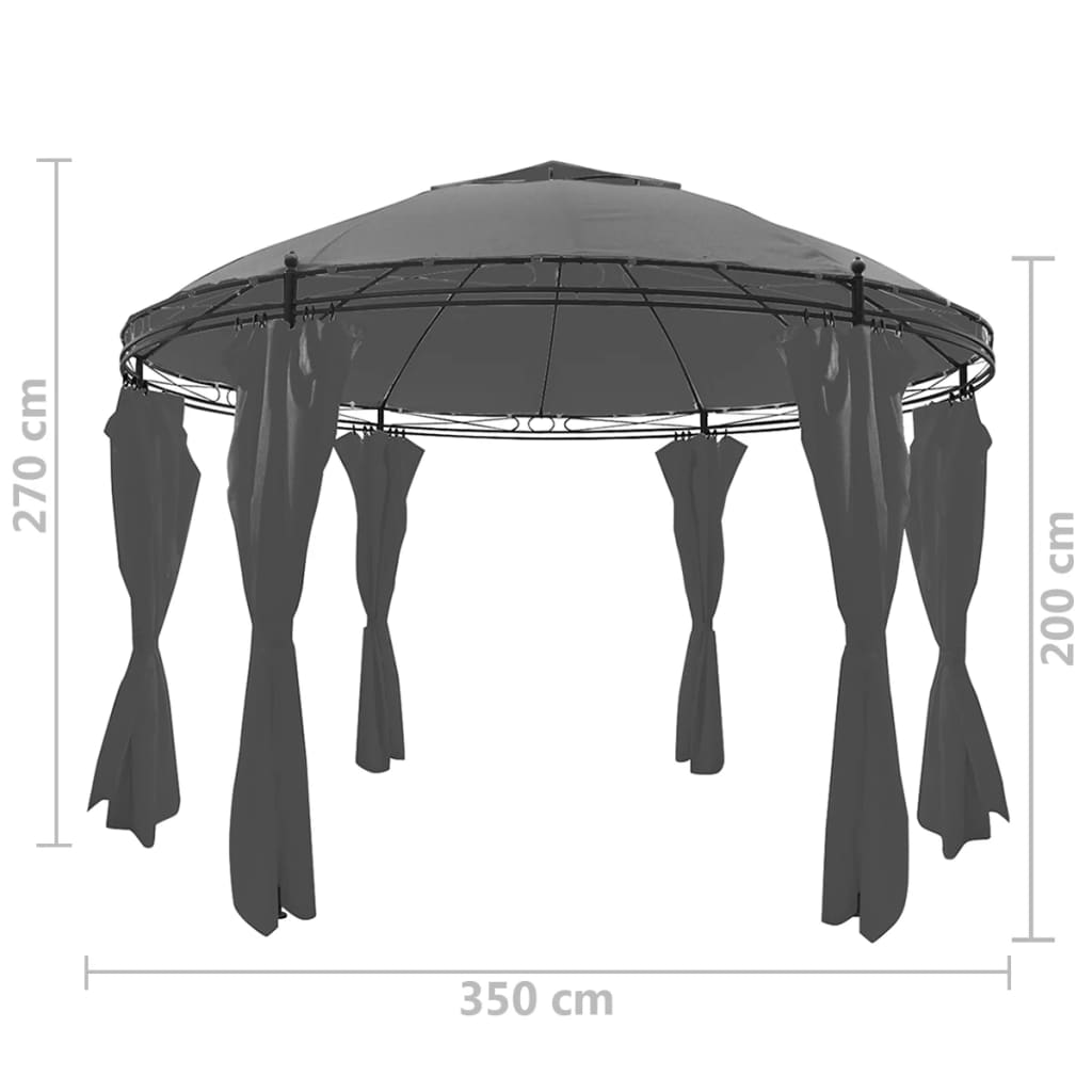 Gazebo com cortinas redondo 3,5x2,7 m antracite