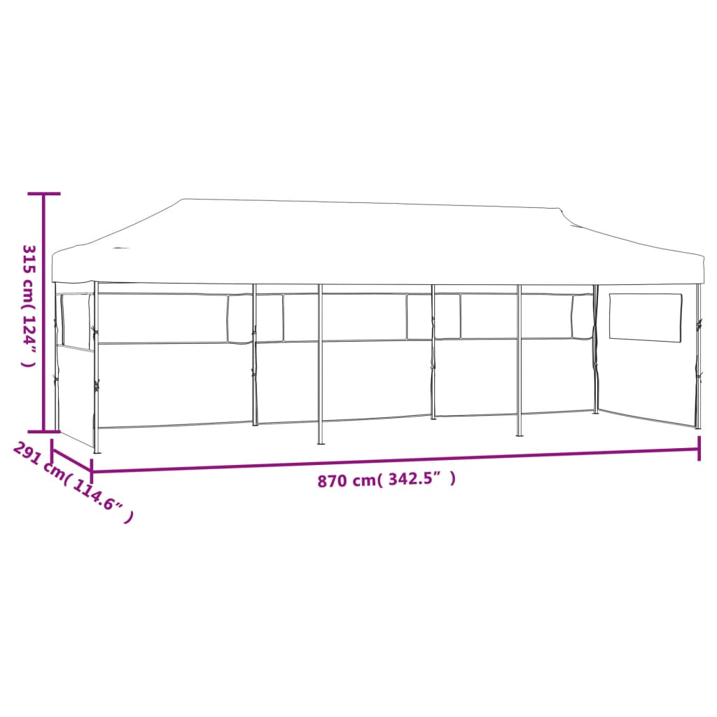 Tenda para festas pop-up dobrável c/ 5 paredes 3x9 m creme
