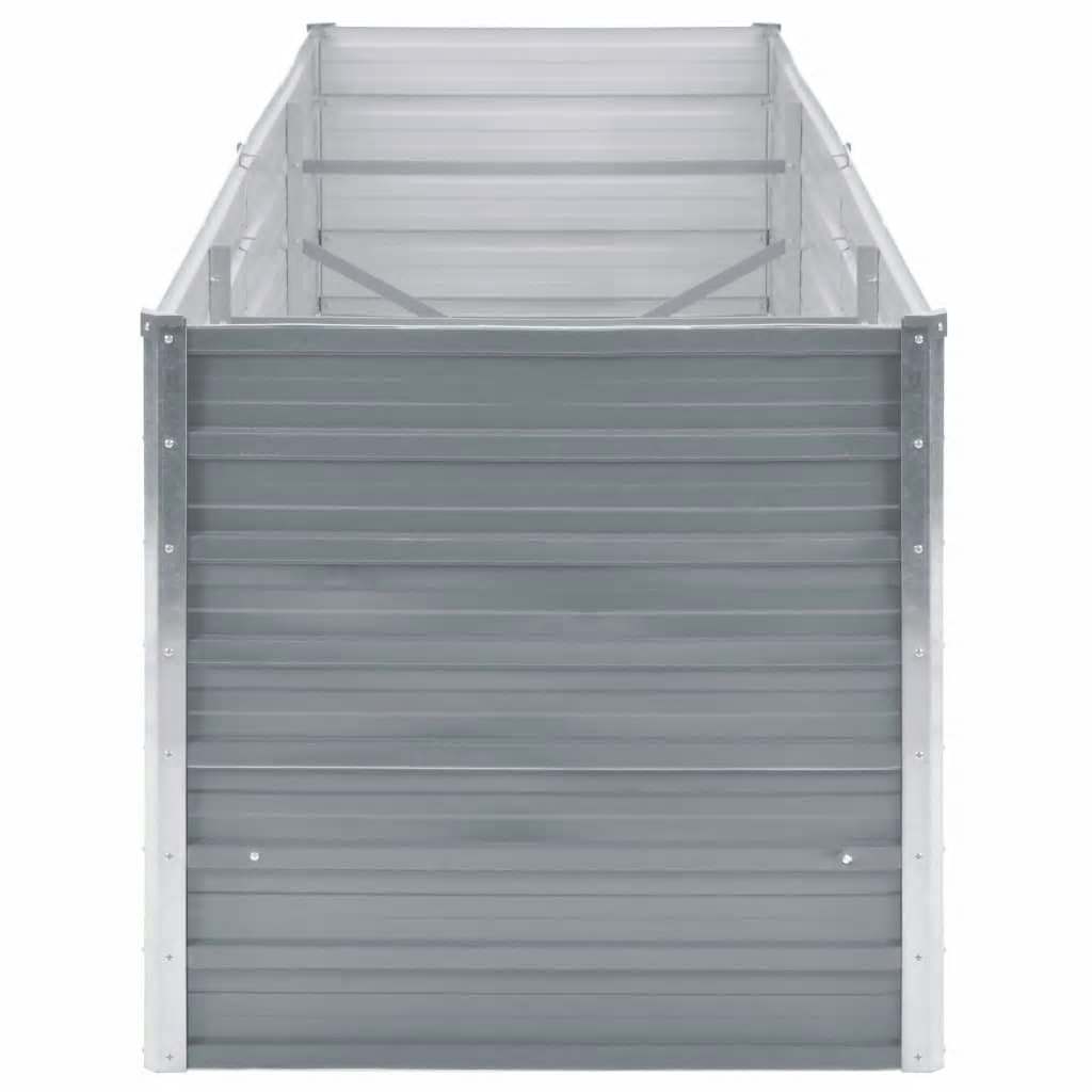 Canteiro elevado de jardim aço galvanizado 240x80x77cm cinzento