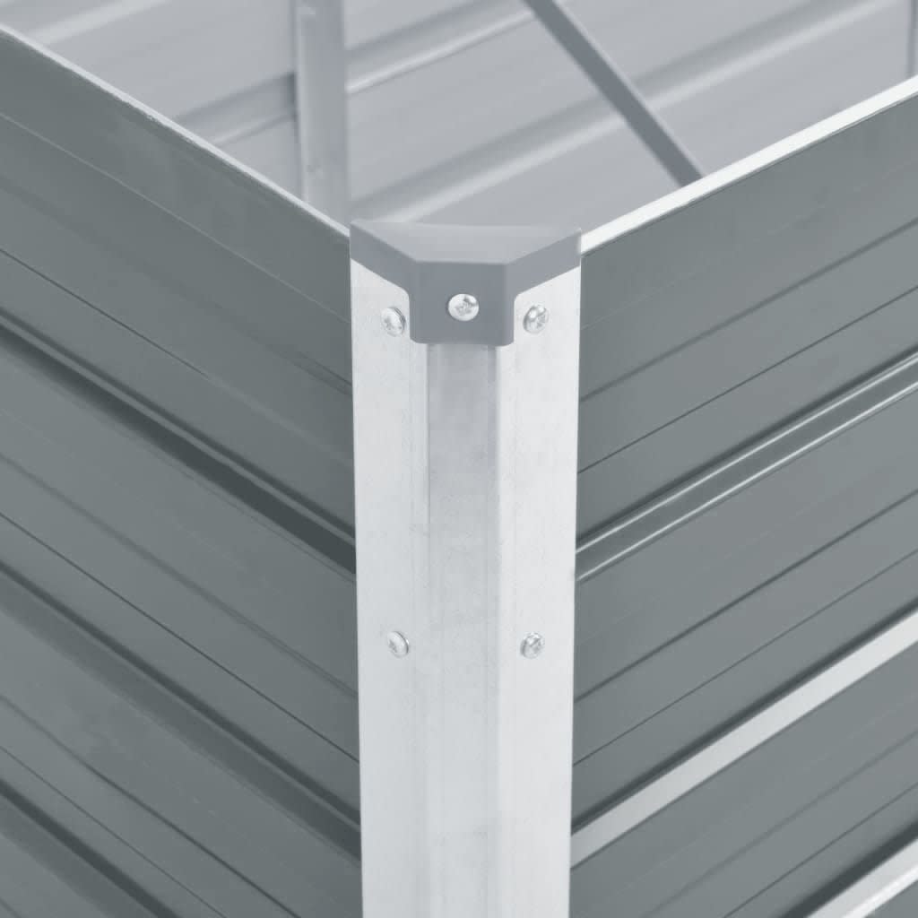 Canteiro elevado de jardim aço galvanizado 240x80x45cm cinzento
