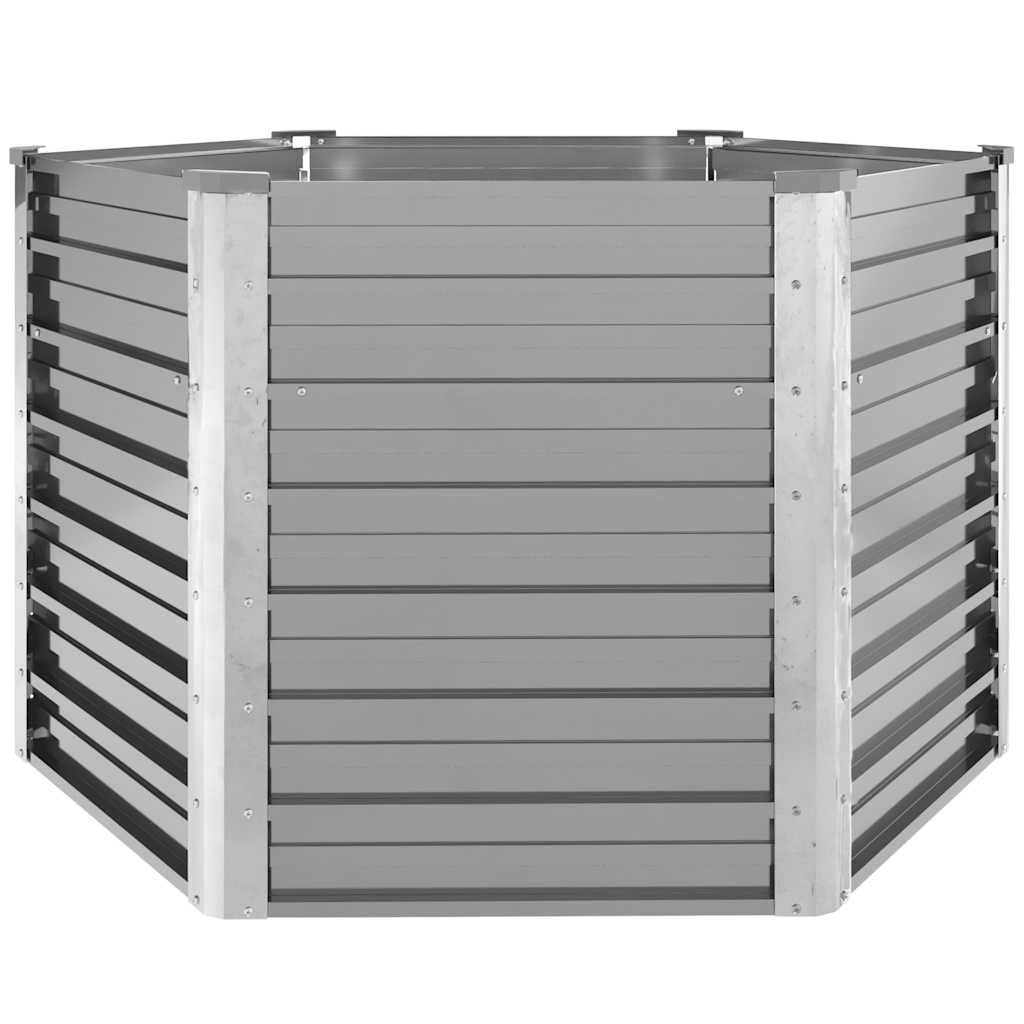 Canteiro elevado jardim aço galvanizado 129x129x77 cm cinzento