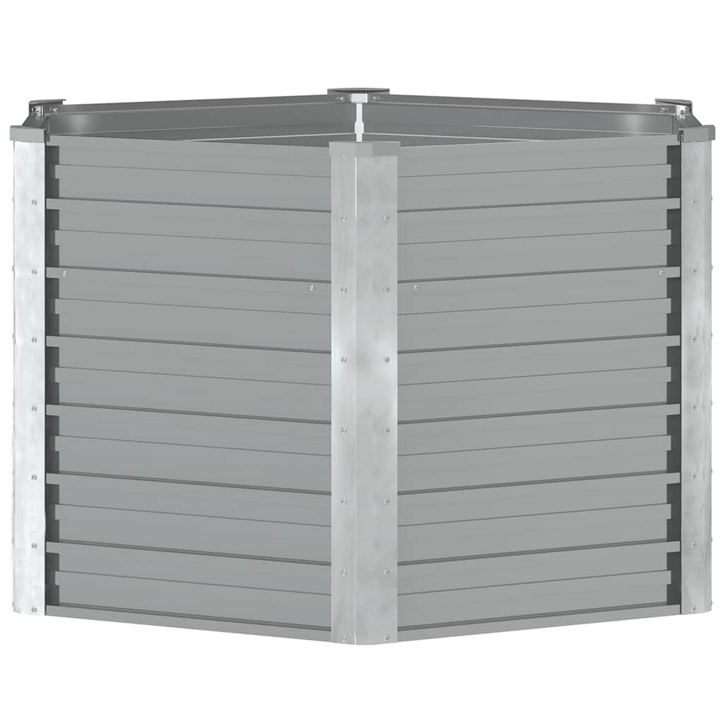 Canteiro elevado jardim aço galvanizado 129x129x77 cm cinzento