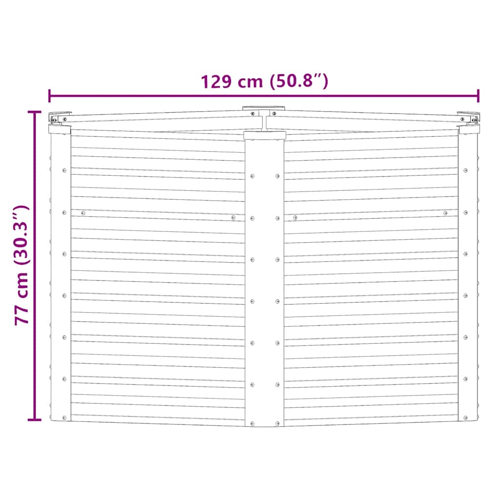 Canteiro elevado jardim aço galvanizado 129x129x77 cm cinzento
