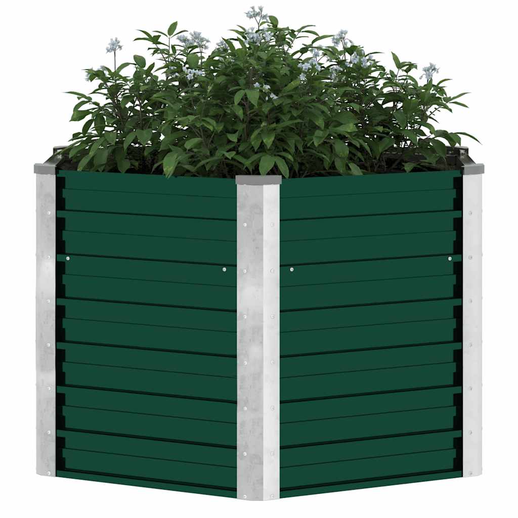 Canteiro elevado jardim aço galvanizado 129x129x77 cm verde