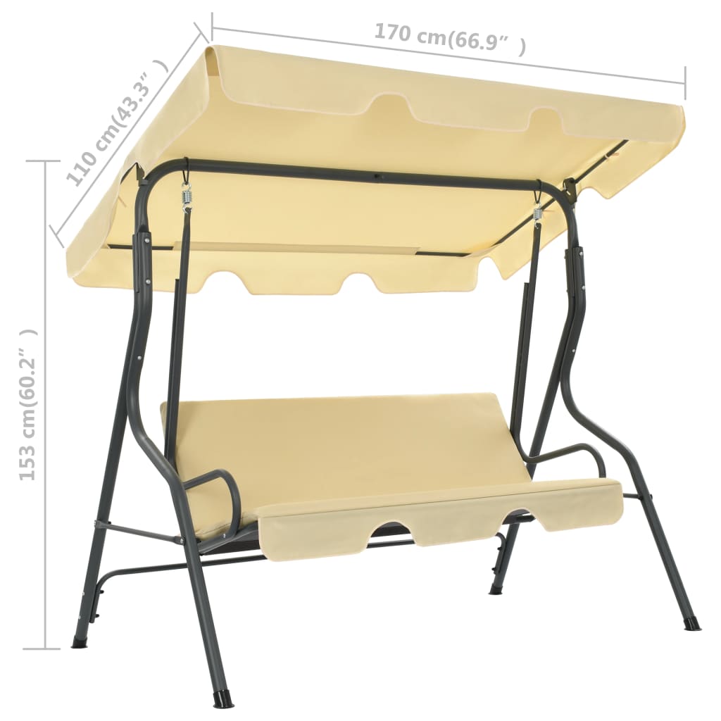 Baloiço de jardim 170x110x153 cm branco nata