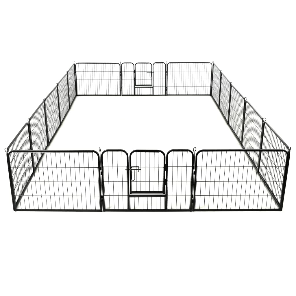 Parque para cães 16 painéis aço 60x80 cm preto
