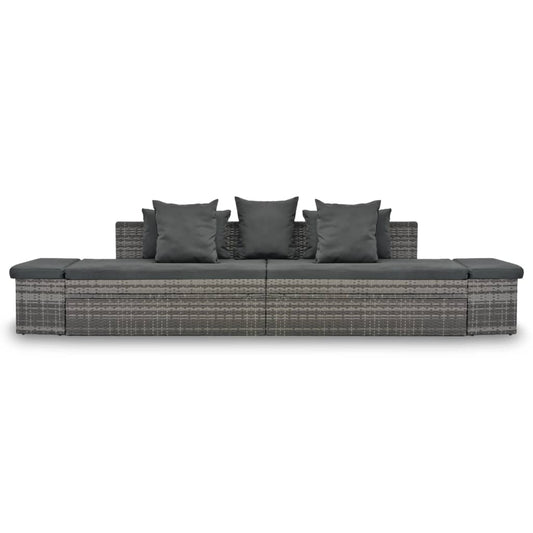 Conjunto lounge de jardim c/ almofadões 4 pcs vime PE cinzento