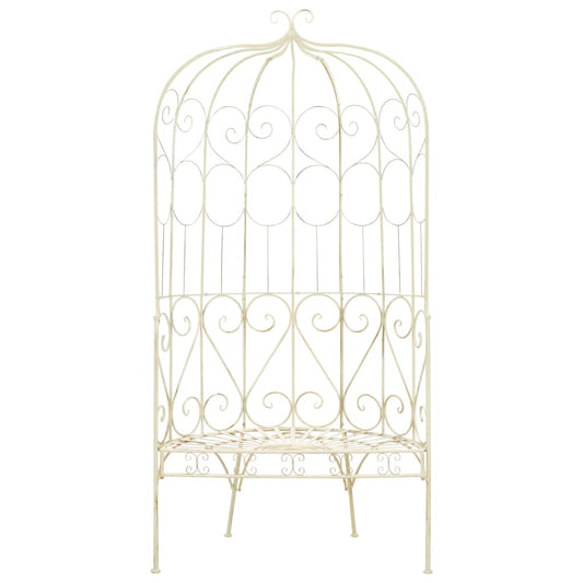 Banco de jardim 95 cm ferro antigo branco