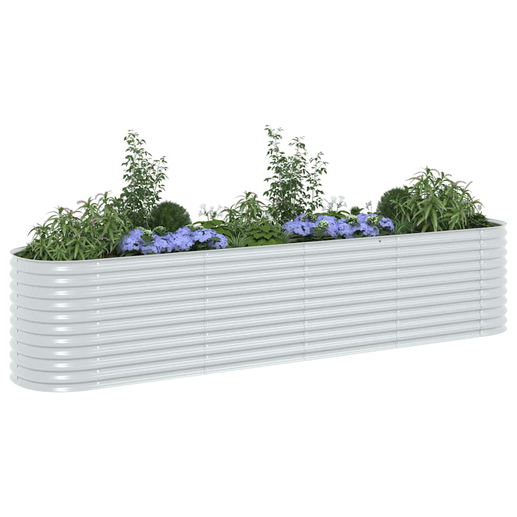 Canteiro elevado de jardim aço galvanizado 400x80x81cm prateado