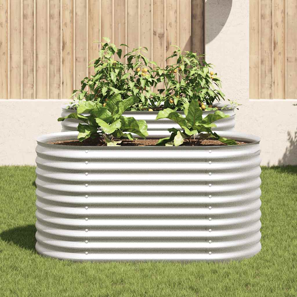 Canteiro elevado de jardim aço galvanizado 160x80x81cm prateado