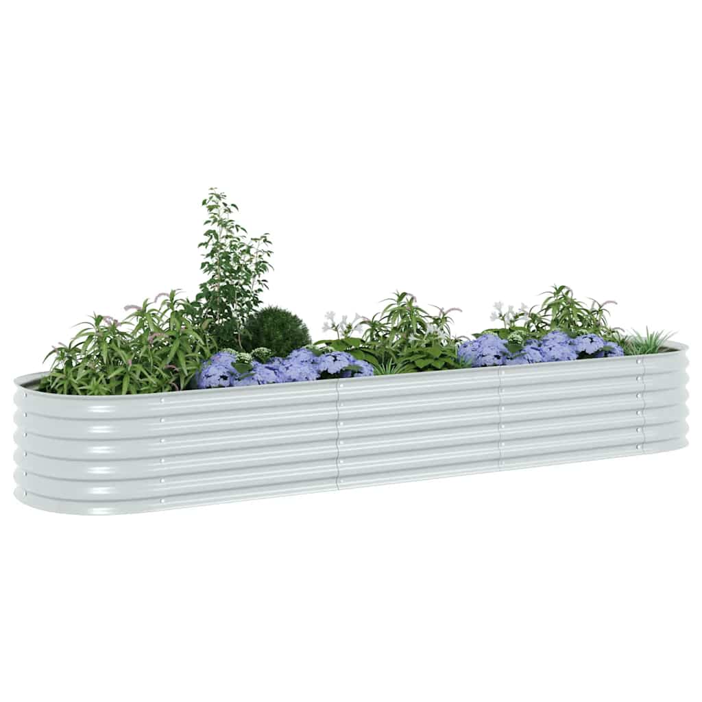 Canteiro elevado de jardim aço galvanizado 320x80x44cm prateado