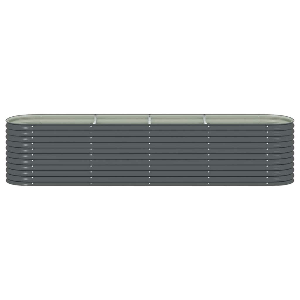 Canteiro elevado de jardim aço galvanizado 400x80x81cm cinzento