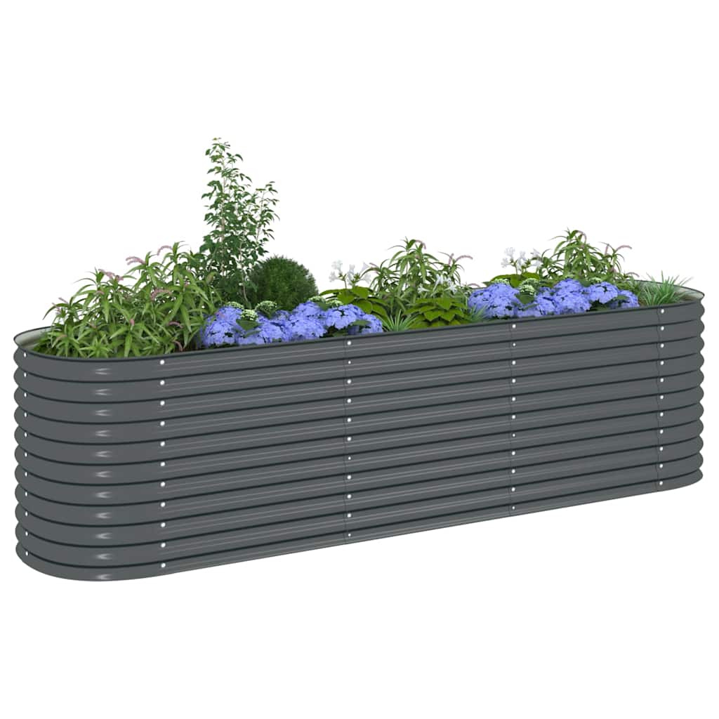 Canteiro elevado de jardim aço galvanizado 320x80x81cm cinzento