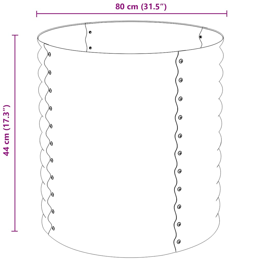 Canteiro/vaso elevado aço galvanizado 80x80x81 cm cinzento