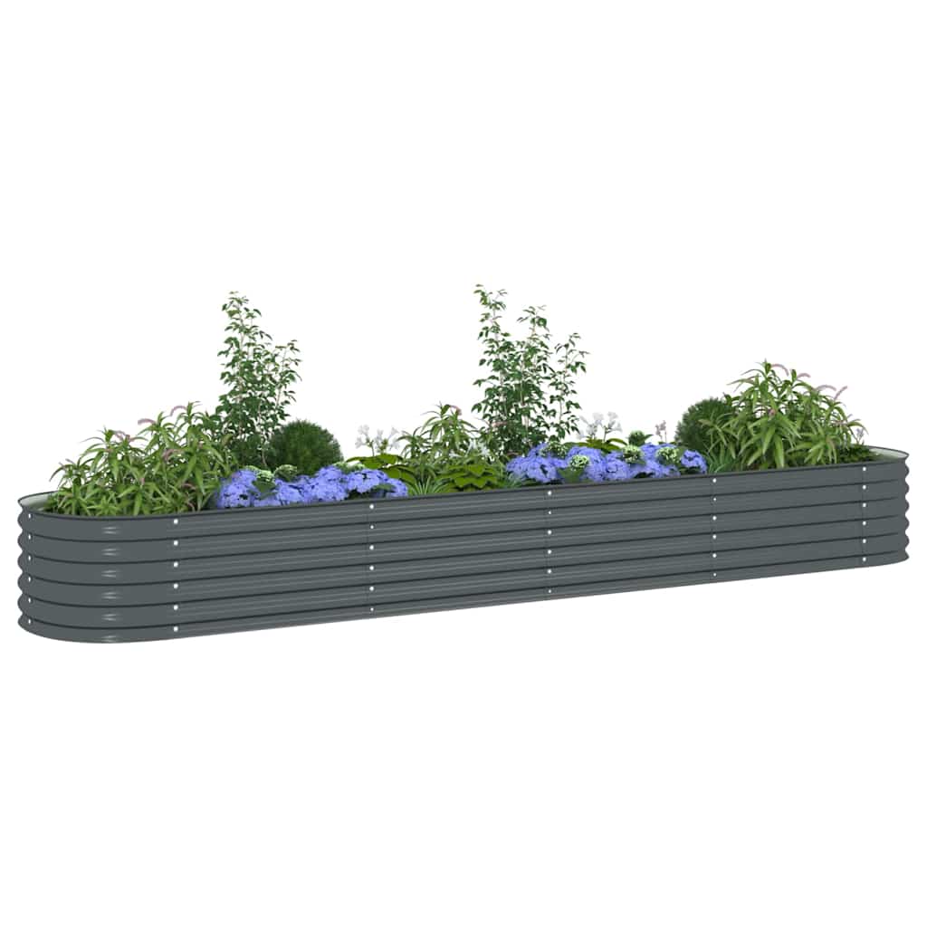 Canteiro elevado de jardim aço galvanizado 400x80x44cm cinzento