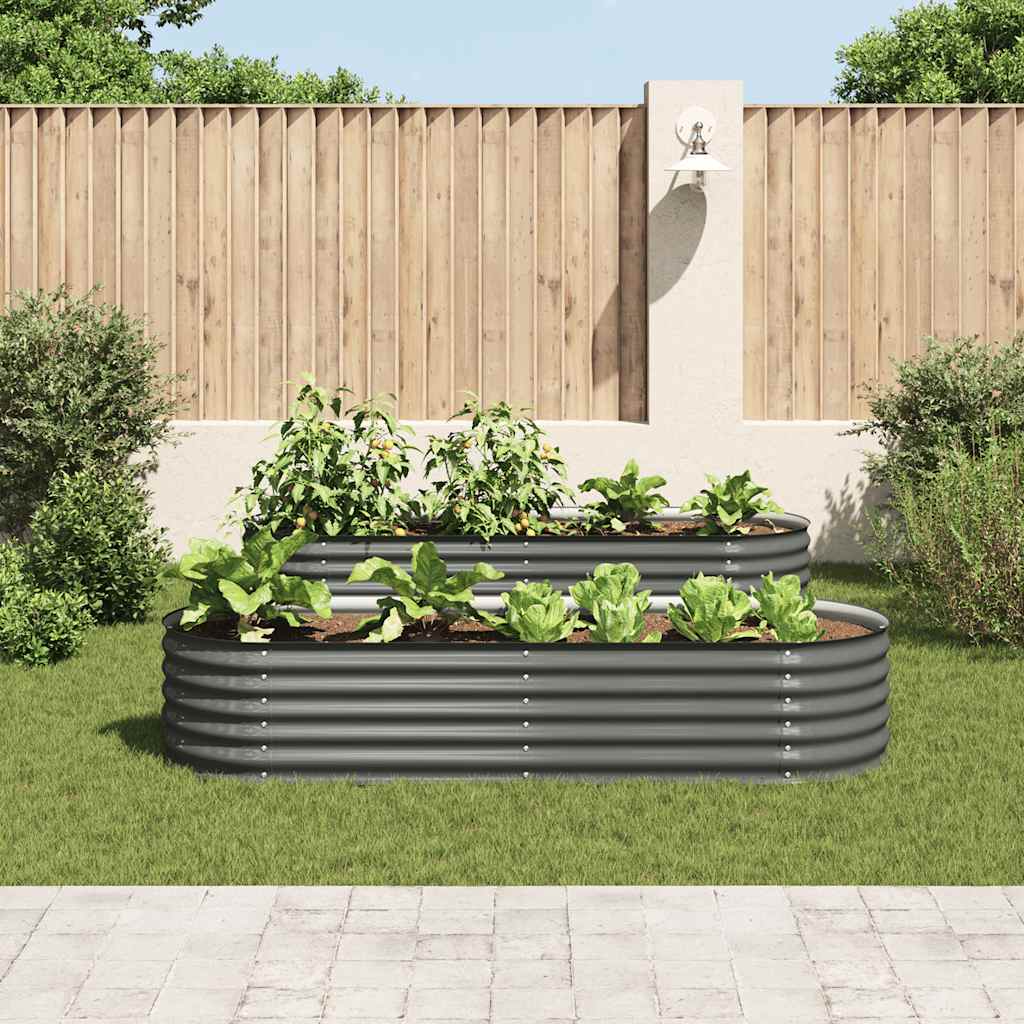 Canteiro elevado de jardim aço galvanizado 240x80x44cm cinzento