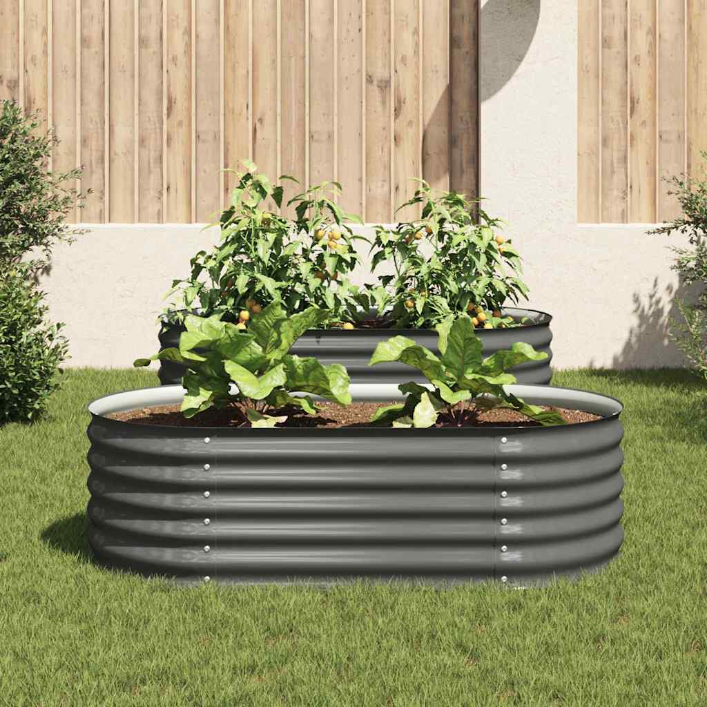 Canteiro elevado de jardim aço galvanizado 160x80x44cm cinzento