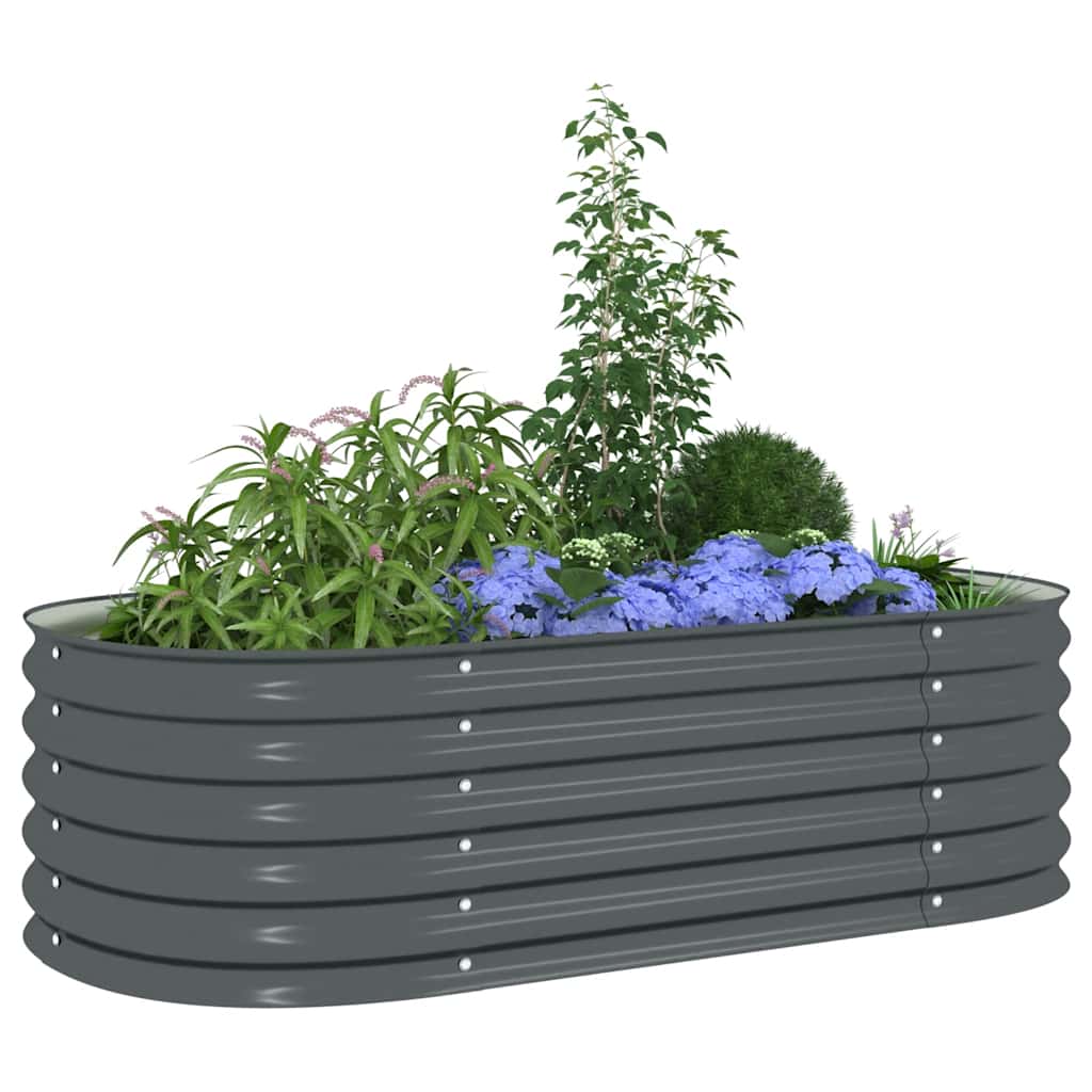 Canteiro elevado de jardim aço galvanizado 160x80x44cm cinzento