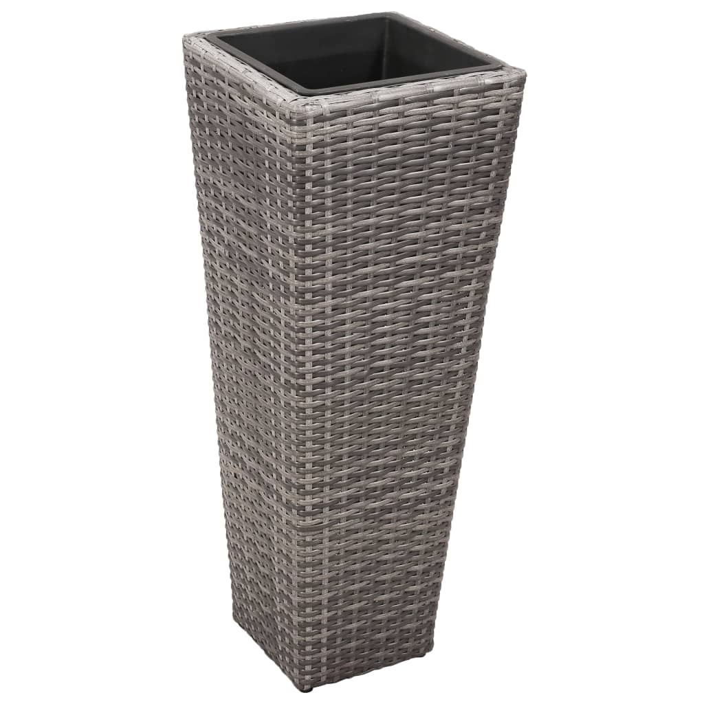 Vasos/floreiras de jardim elevados 3 pcs vime PE cinzento