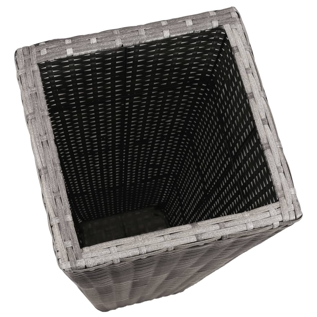 Vasos/floreiras de jardim elevados 3 pcs vime PE cinzento