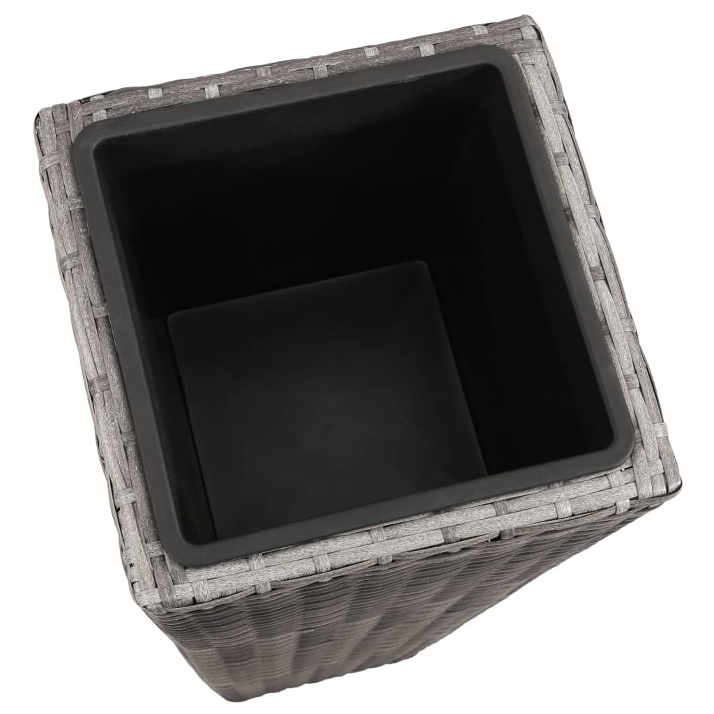 Vasos/floreiras de jardim elevados 3 pcs vime PE cinzento