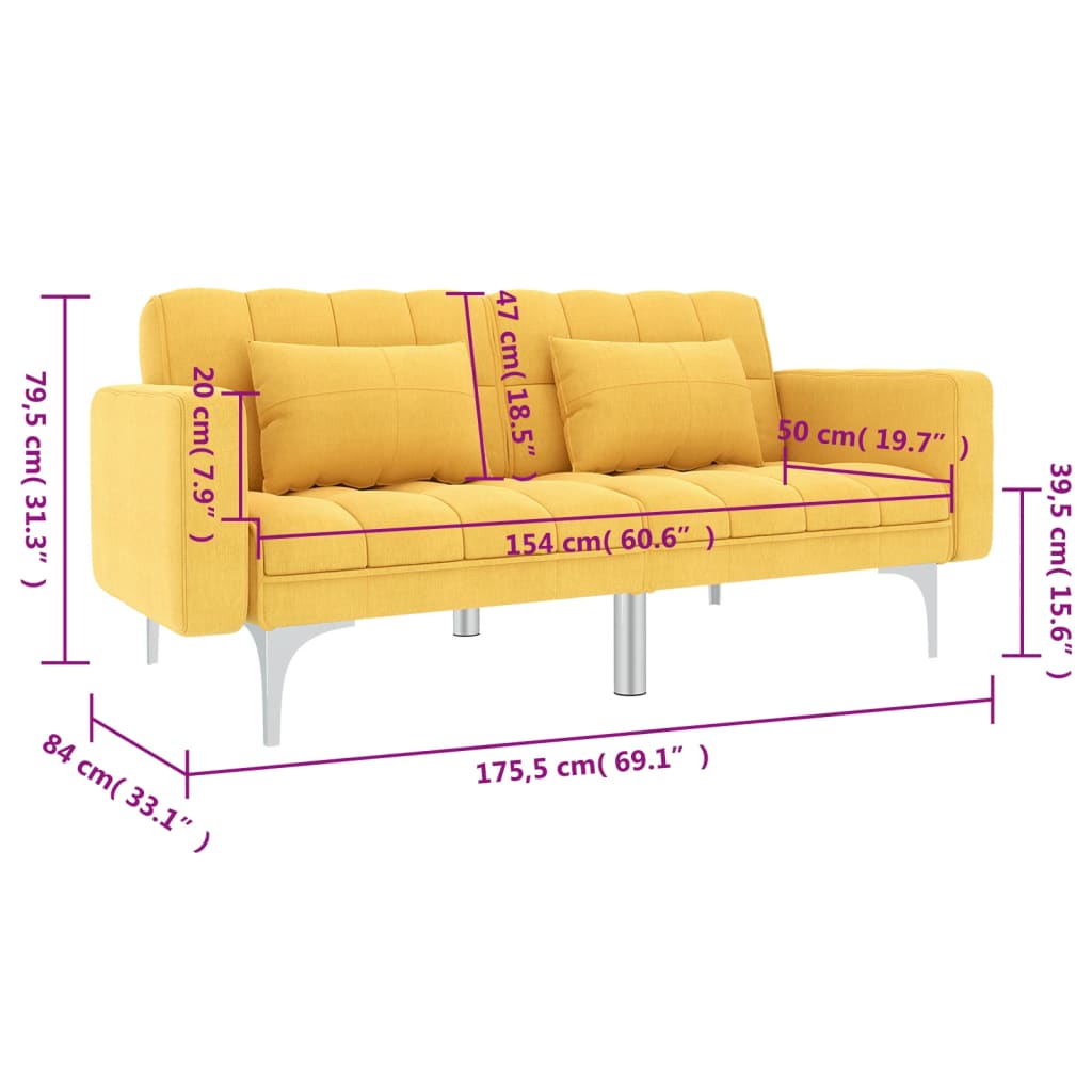 Sofá-cama tecido amarelo