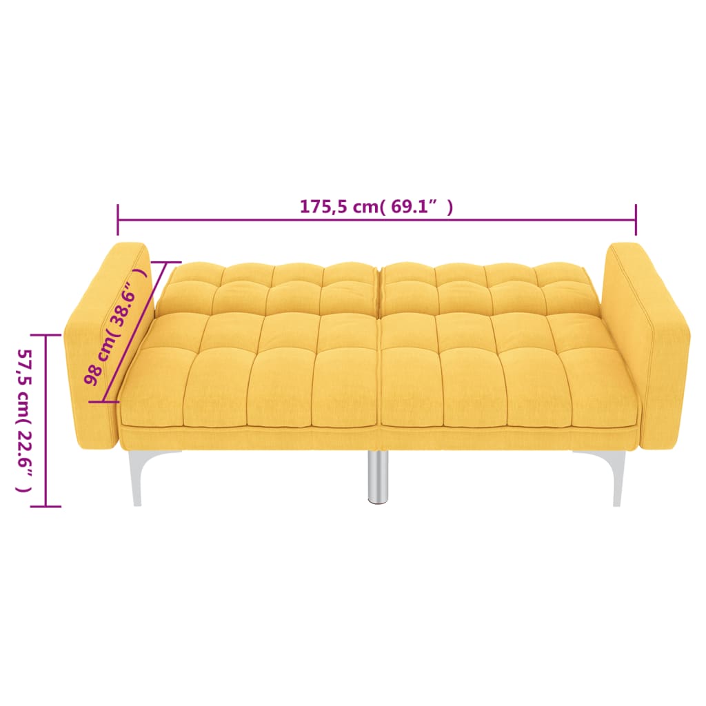 Sofá-cama tecido amarelo