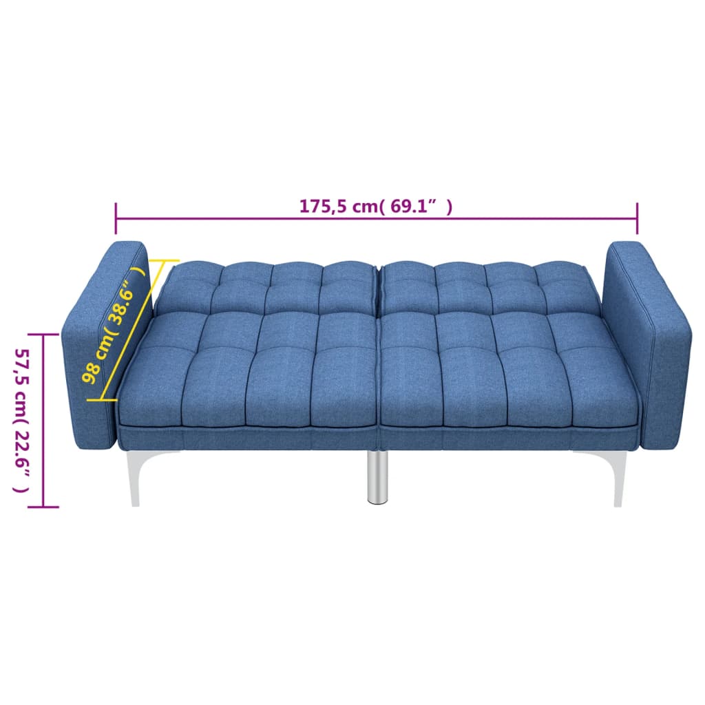 Sofá-cama tecido azul