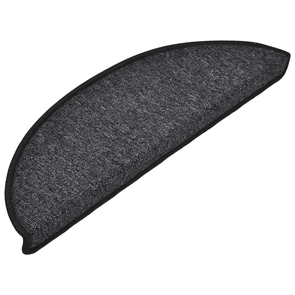 Tapetes de escada 15 peças 56x17x3 cm antracite semicircular
