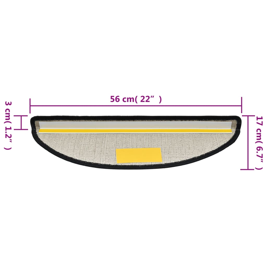 Tapetes de escada 15 peças 56x17x3 cm antracite semicircular