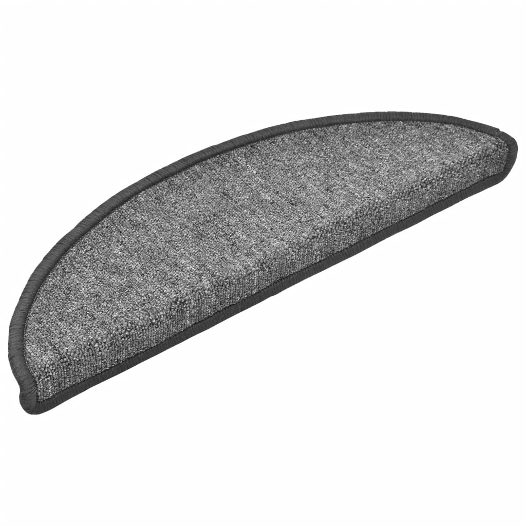Tapetes de escada 15 peças 56x17x3 cm cinza escuro semicircular