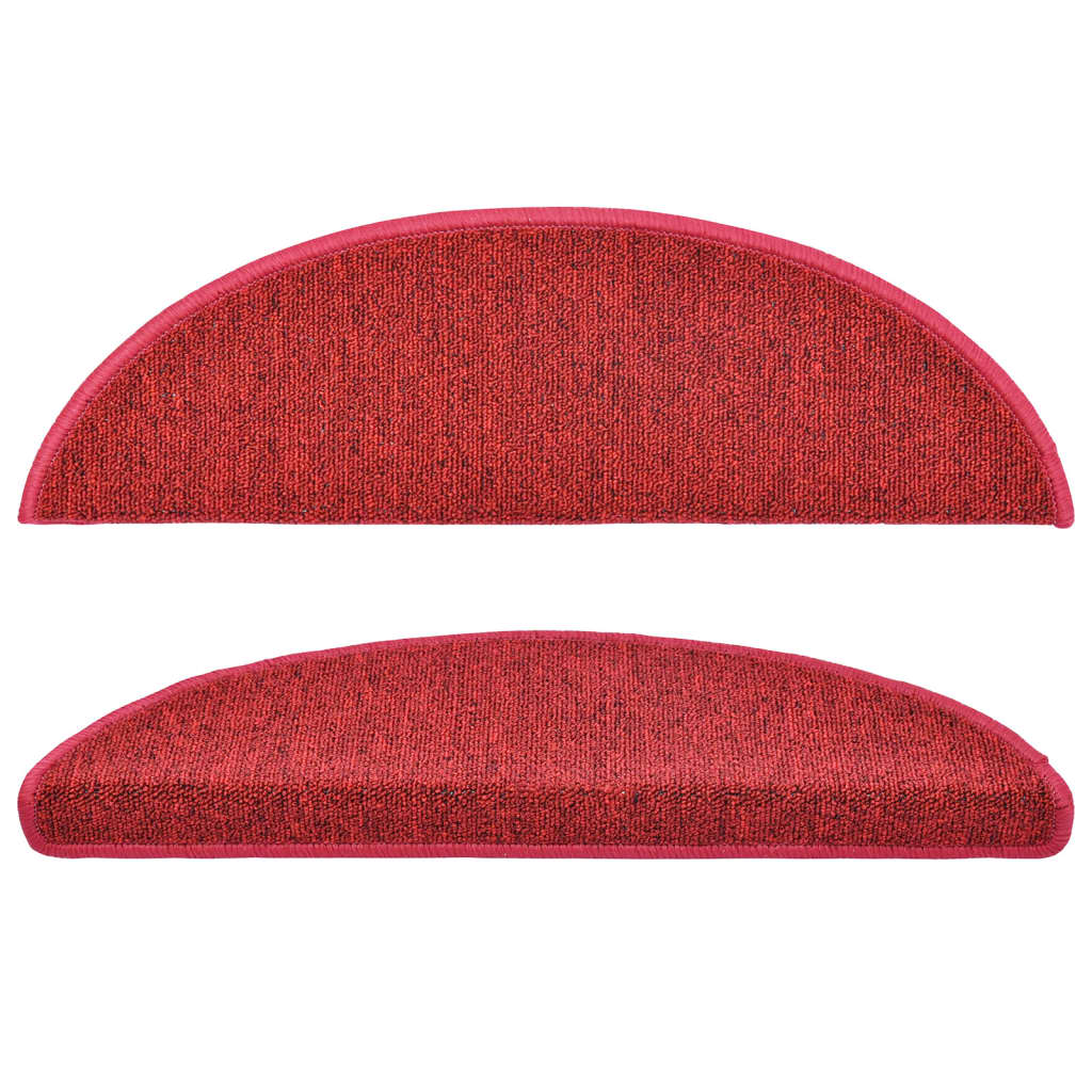 Tapetes de escada 15 peças 56x17x3 cm Bordeaux Semi-redondos