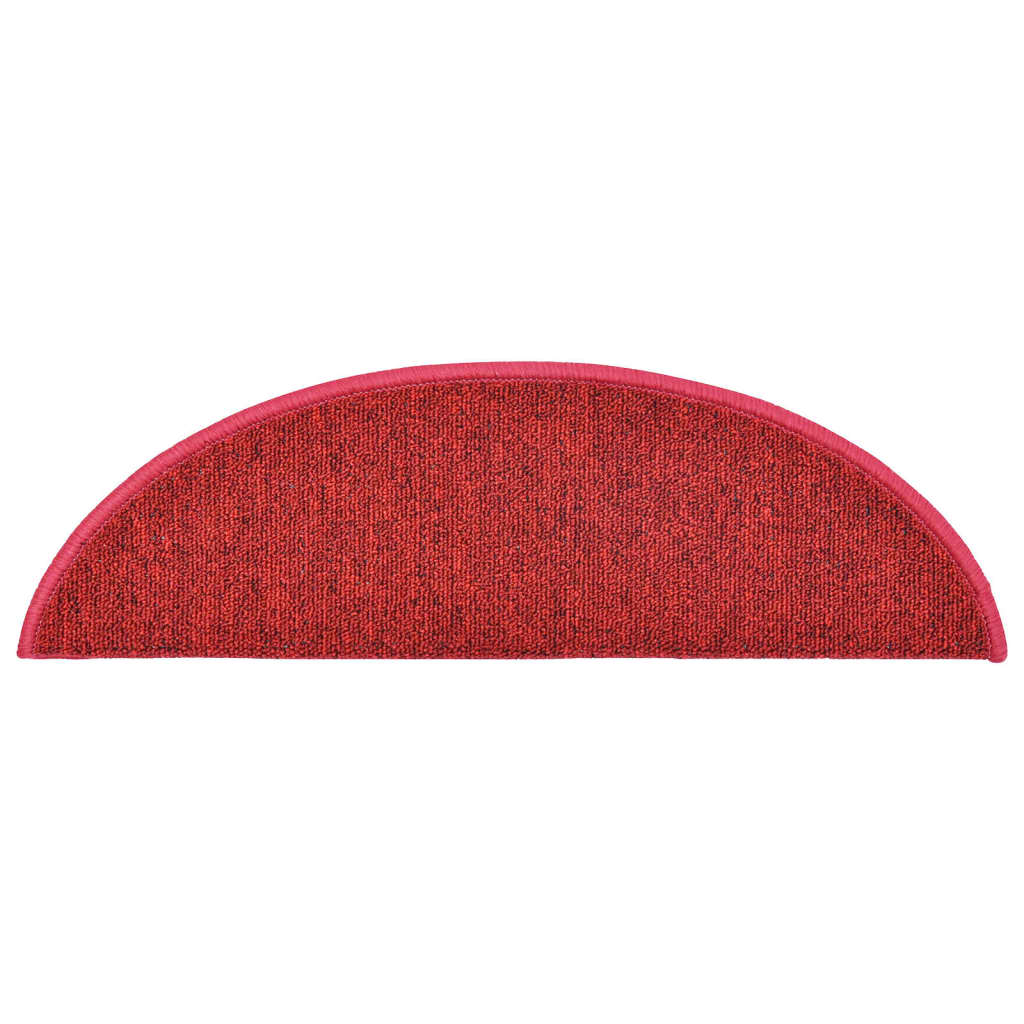 Tapetes de escada 15 peças 56x17x3 cm Bordeaux Semi-redondos