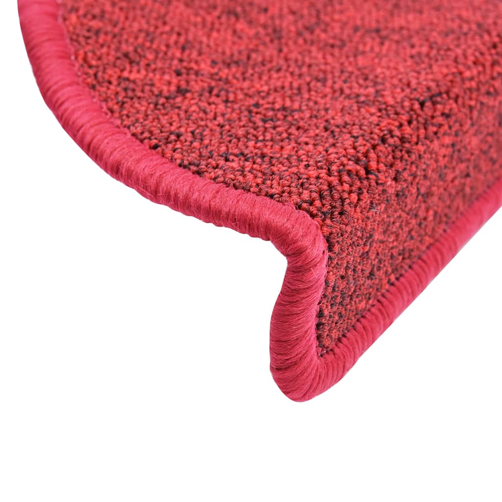 Tapetes de escada 15 peças 56x17x3 cm Bordeaux Semi-redondos