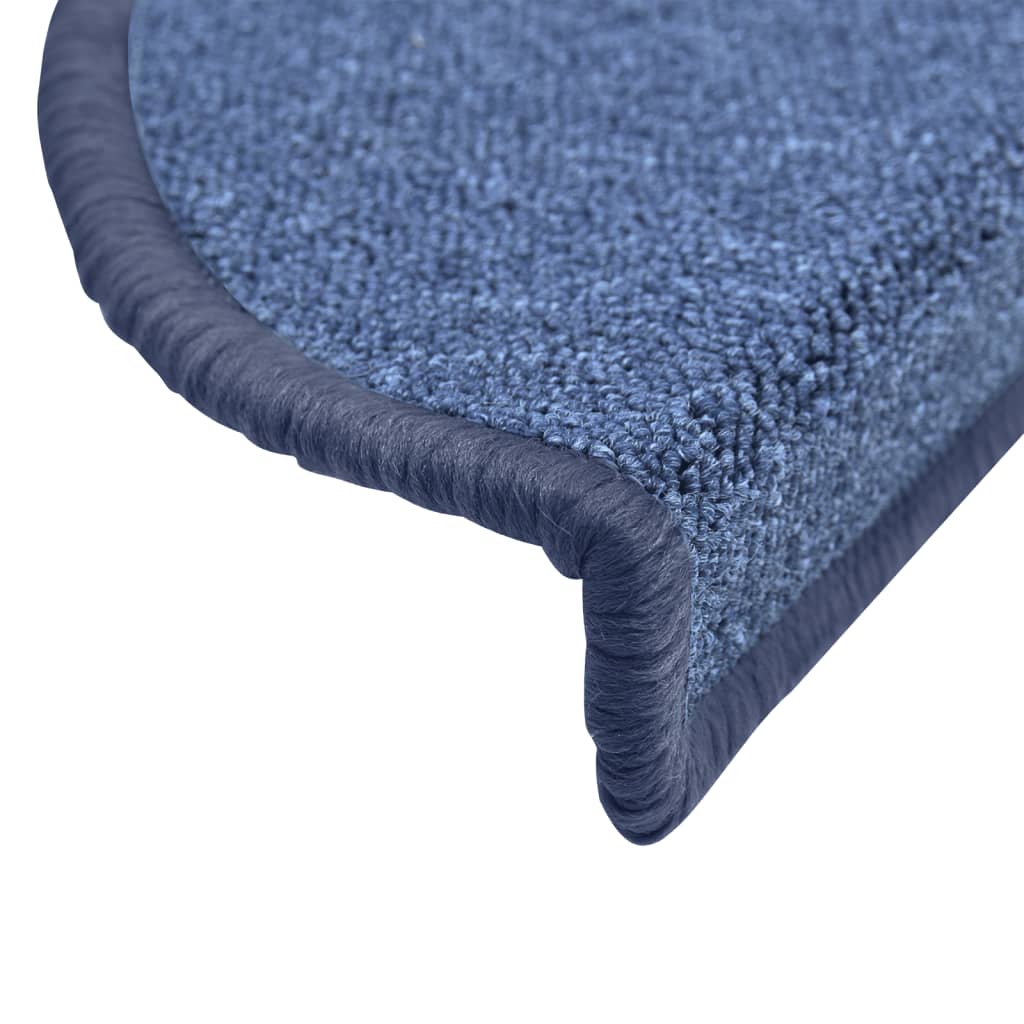 Tapetes de escada 15 peças 56x17x3 cm azul semicircular