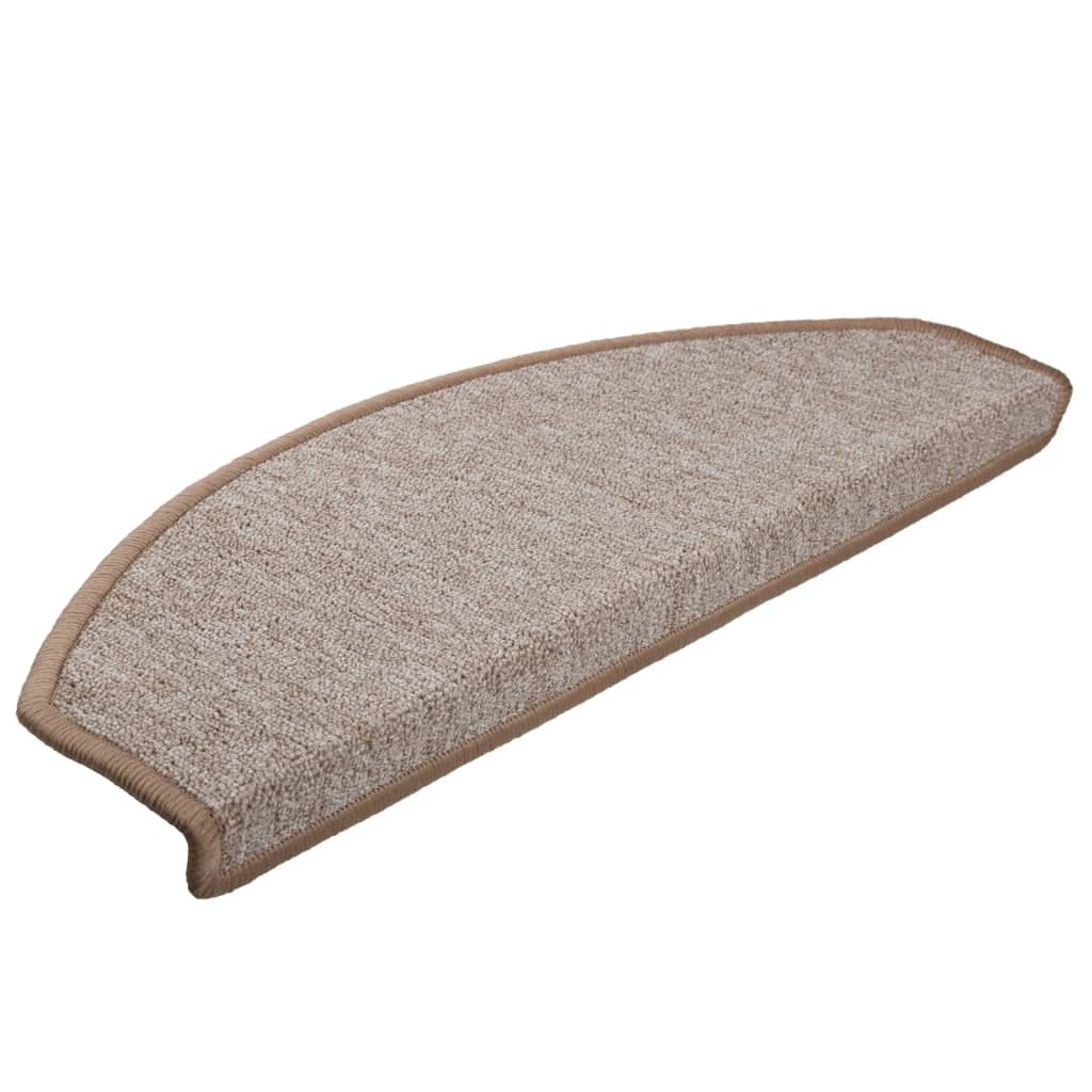 Tapetes de escada 15 peças 65x24x4 cm marrom claro meio redondo grande