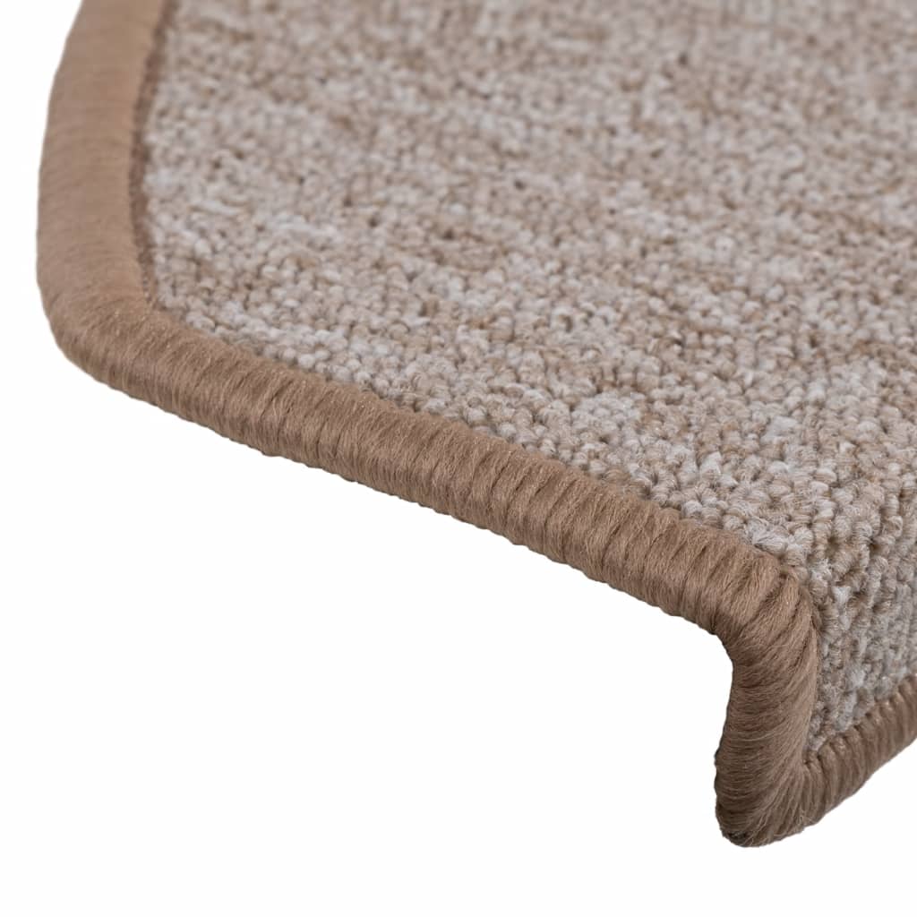 Tapetes de escada 15 peças 65x24x4 cm marrom claro meio redondo grande
