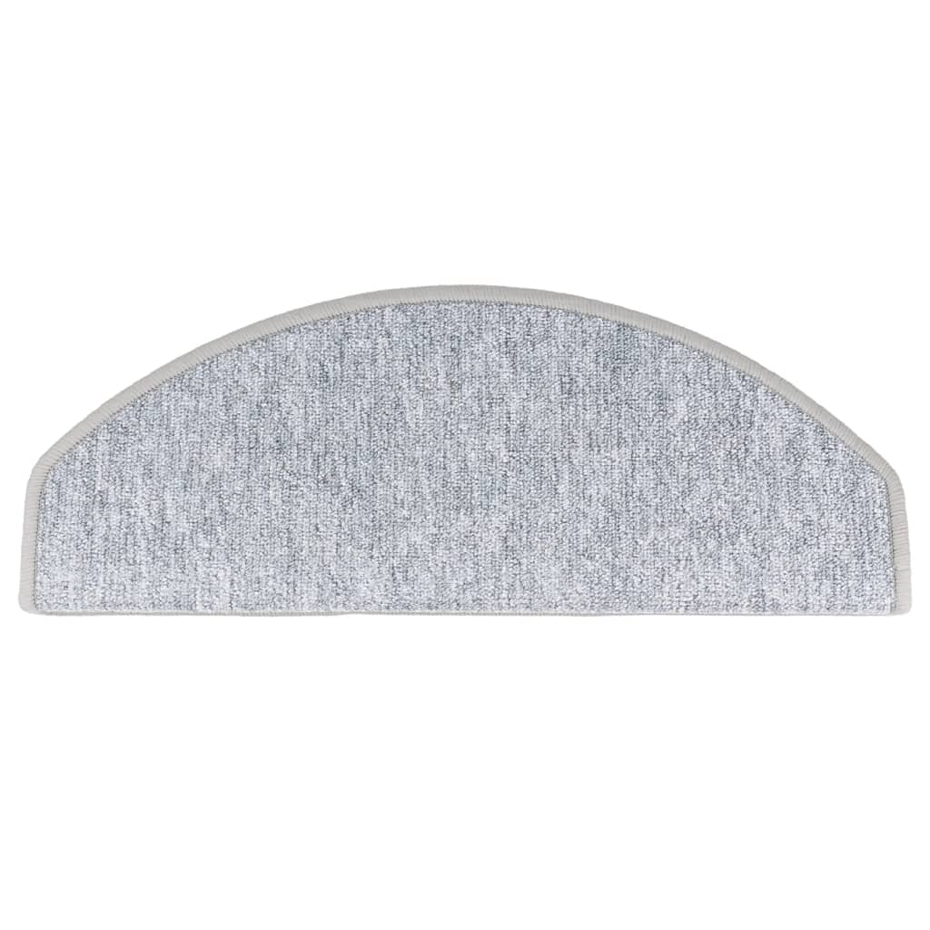 Tapetes de escada 15 pcs 65x24x4 cm cinzento claro